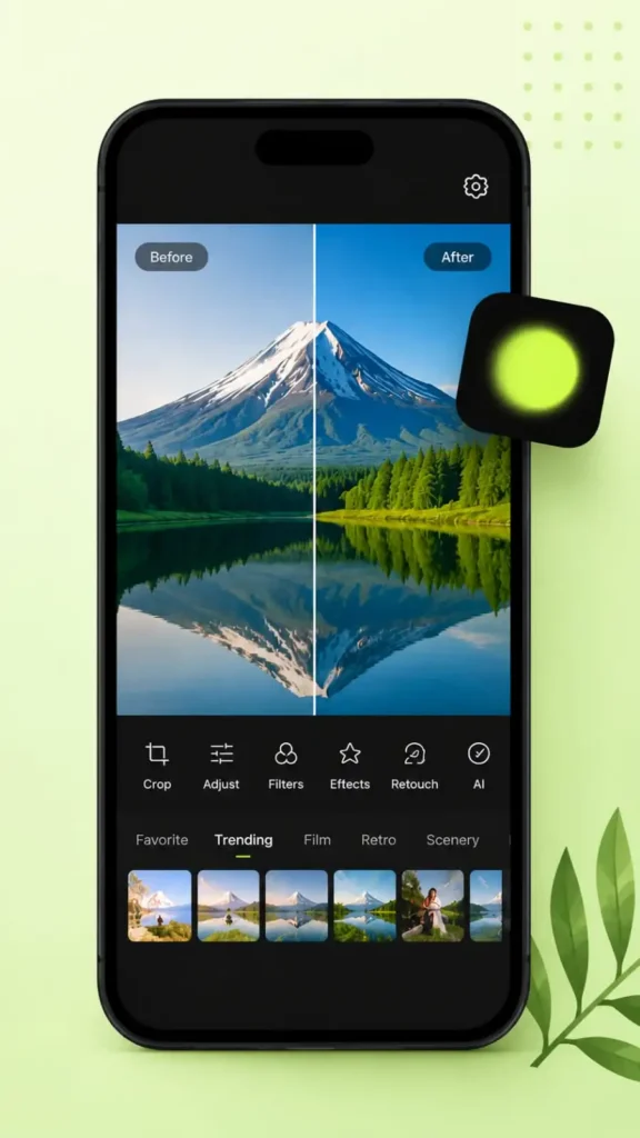 Hypic MOD APK 7 What is hypic mod apk Hypic MOD APK photo editor interface on an Android phone